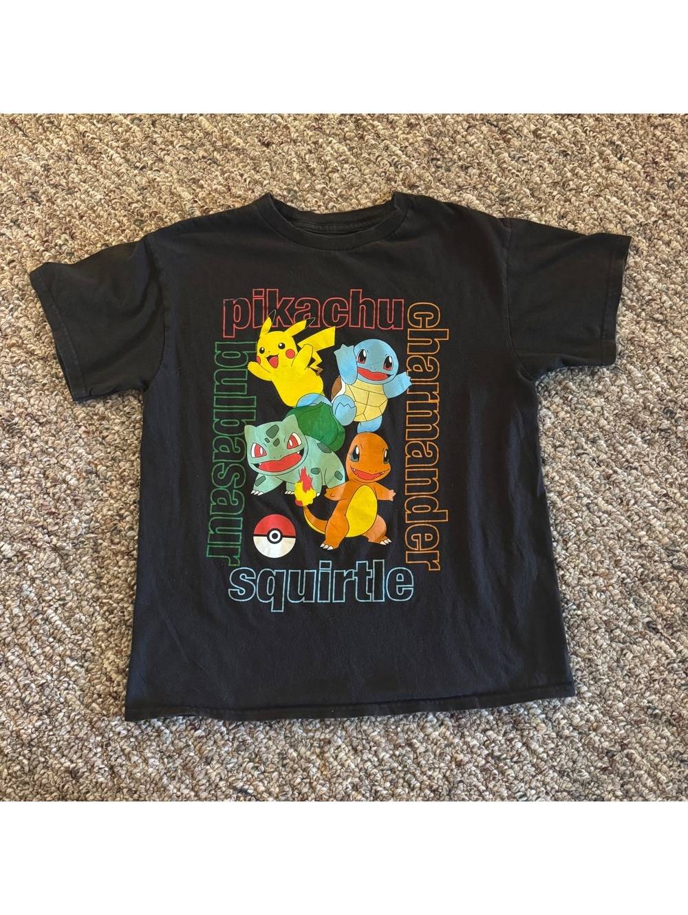 Pokémon Pikachu Charmander Squirtle Bulbasaur Youth Medium Graphic T-Shirt